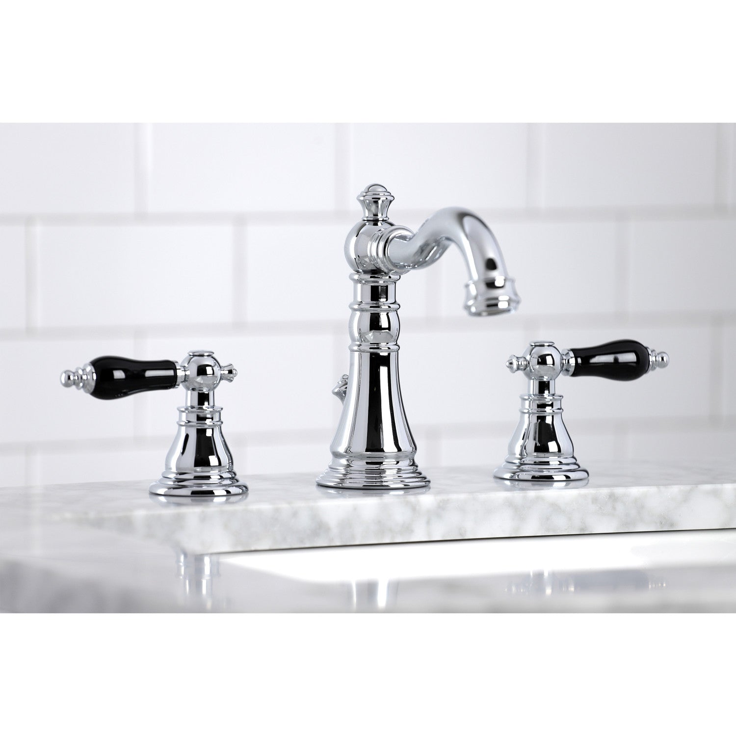 Kingston Heirloom FSC1971AKL - Duchess Two-Handle 3-Hole Deck Mount Widespread Bathroom Faucet with Pop-Up Drain, Polished Chrome — thumbnail 3